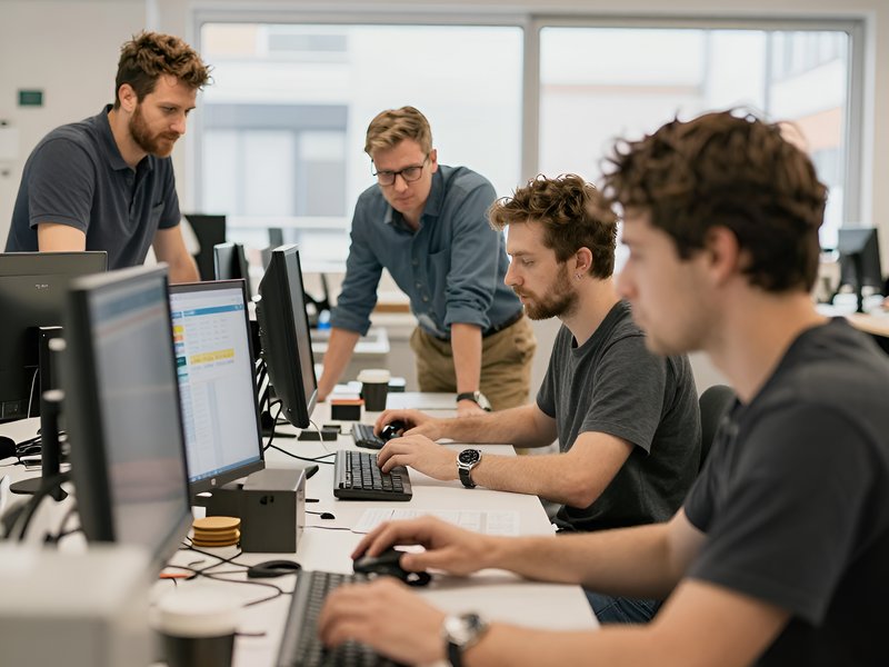 Команда специалистов Андройдер Модс за работой над техническим проектом в мастерской
