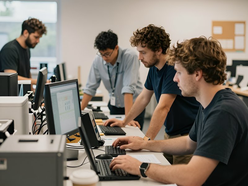 Команда специалистов Андройдер Модс за работой над техническим проектом в мастерской